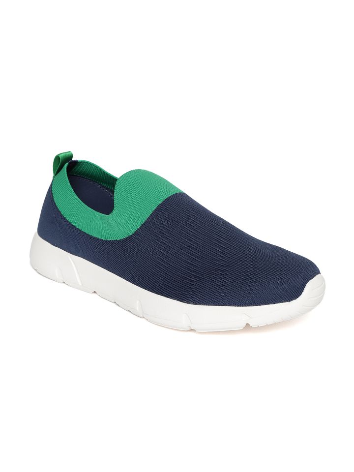 Buy United Colors Of Benetton Men Navy Blue Green Slip On
