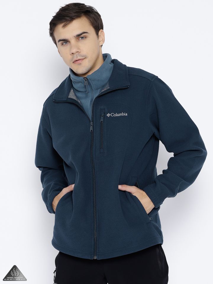 Columbia Men Navy Blue Hot Dots III Fleece Winter Outdoor Hiking Trekking Jacket