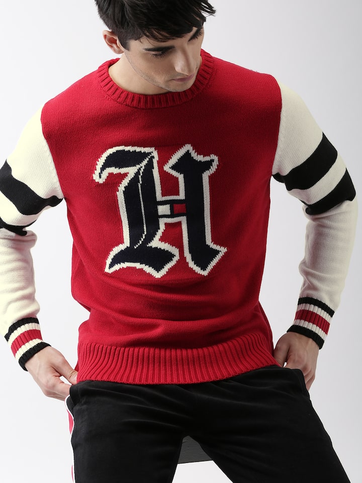 tommy hilfiger red white and blue jumper