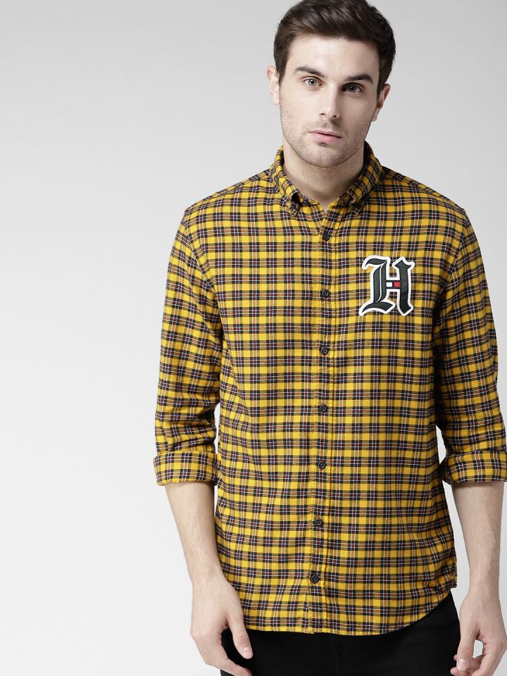 Black and yellow tommy hilfiger shirt online