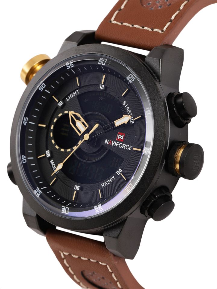 Naviforce Men Black Analogue and Digital Watch NF9081BYBN