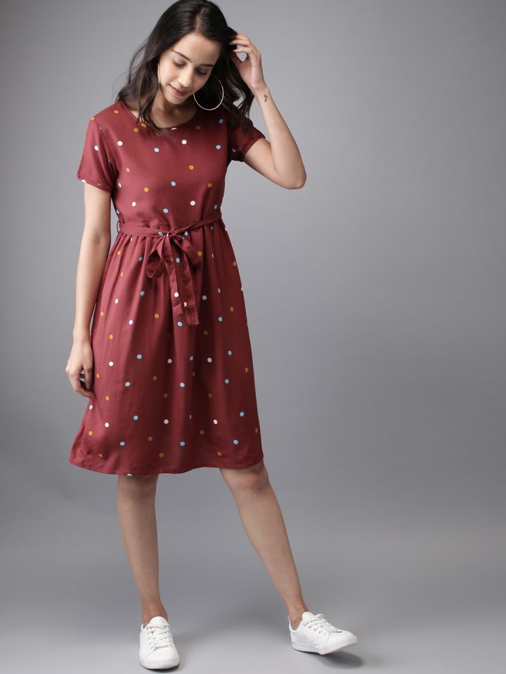 maroon dress myntra