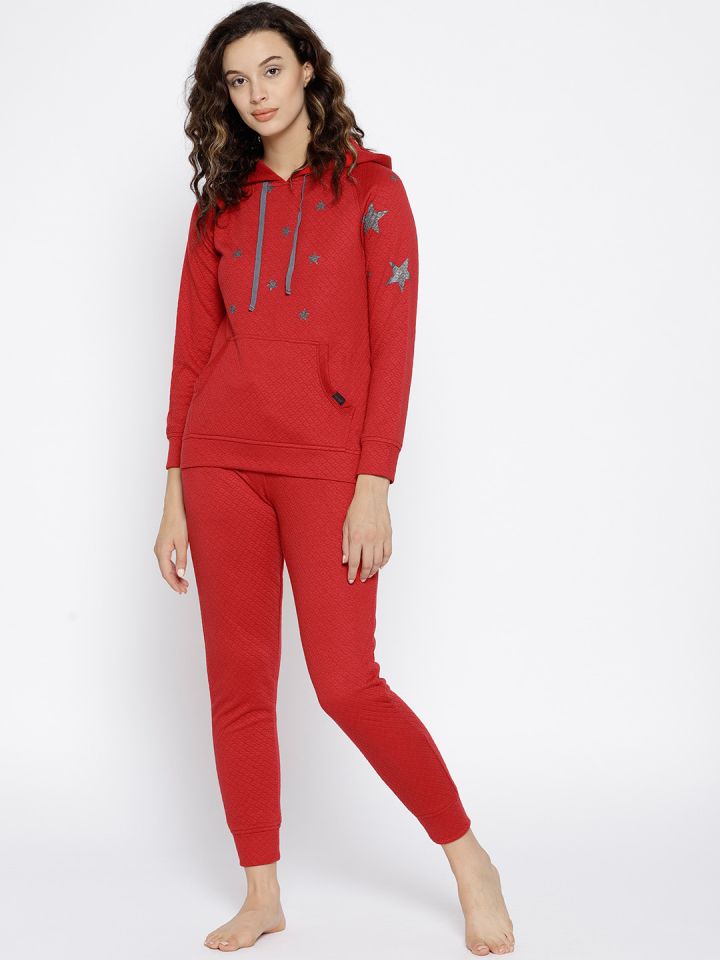 Women Red Solid Night Suit S8W30582 033
