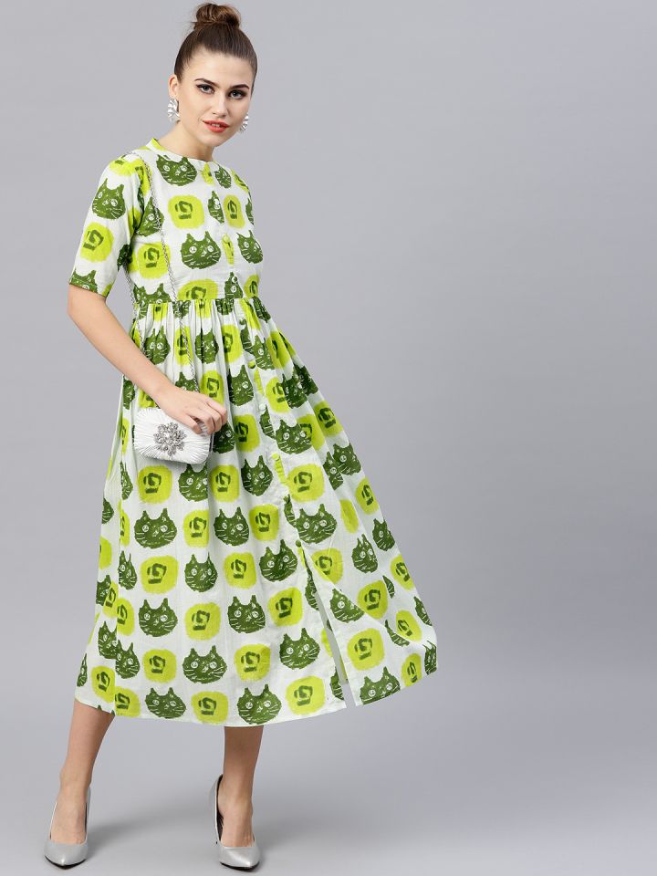 Buy GERUA Women Green Printed Empire