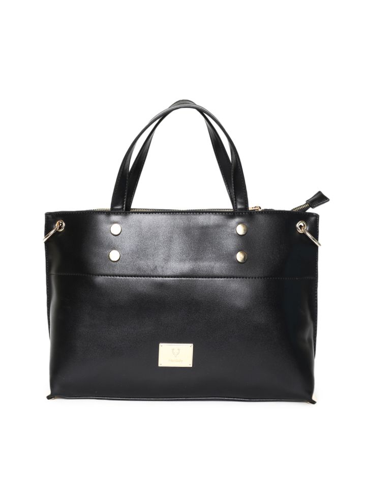 allen solly black solid handheld bag