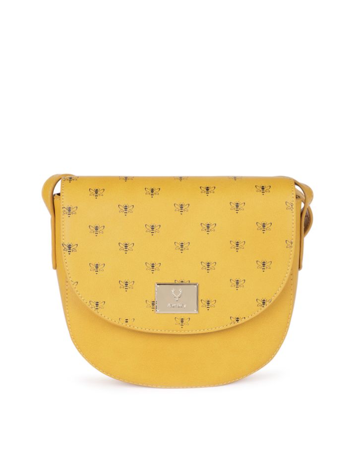 allen solly mustard yellow handbag