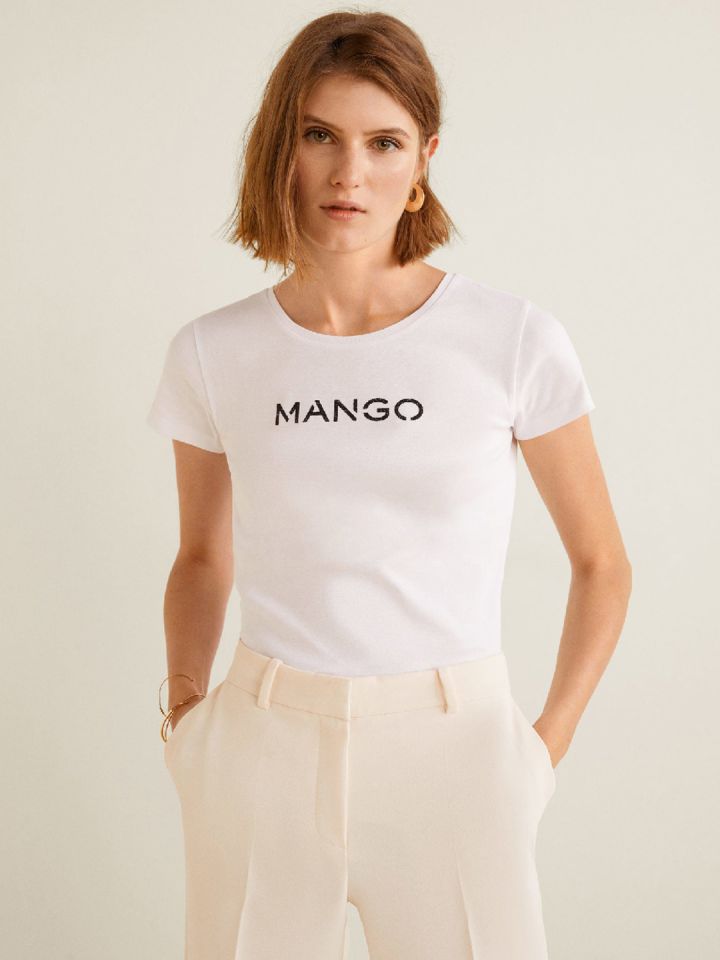 MANGO Women White Solid Sleeveless T-Shirt