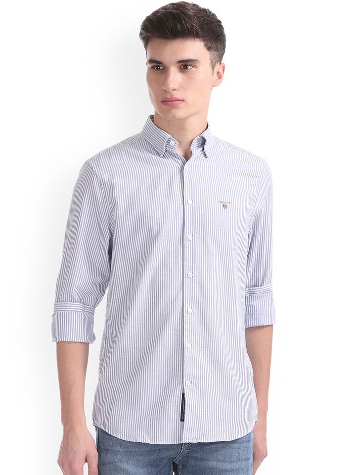 Buy GANT Men Purple Regular Fit Striped 