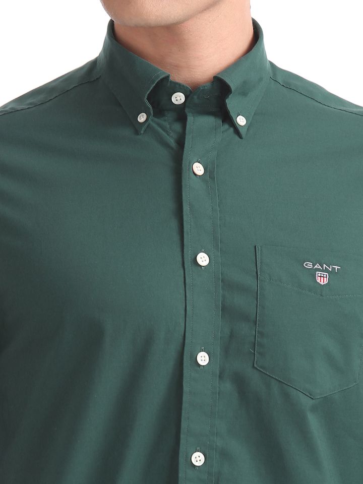 Buy Gant Men Green Regular Fit Solid Casual Shirt Shirts For Men 7222445 Myntra