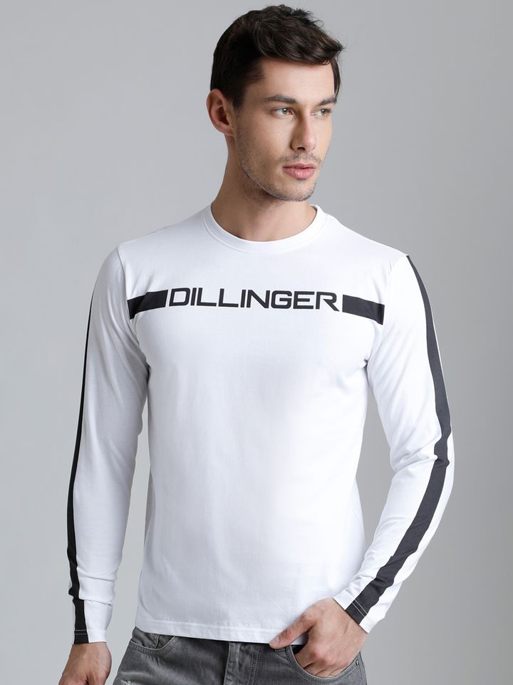 DILLINGER Men White Printed Round Neck 