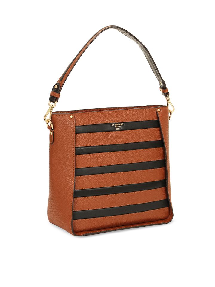 Buy Da Milano Brown Black Striped Leather Shoulder Bag Handbags For Women 7229899 Myntra