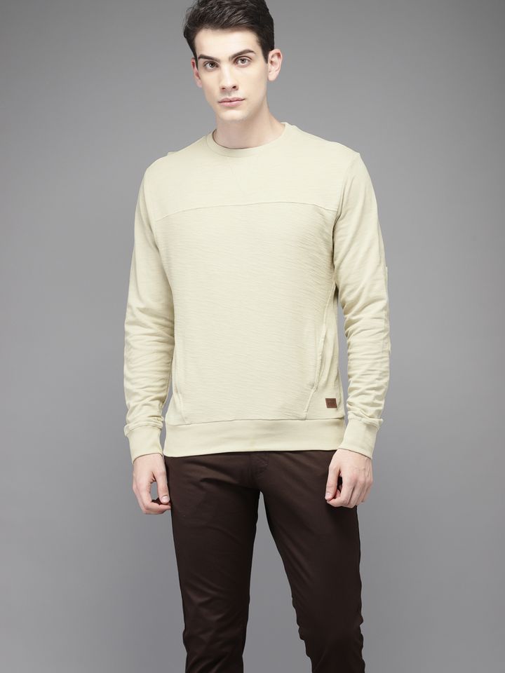 flying machine full sleeve solid men's sweatshirt