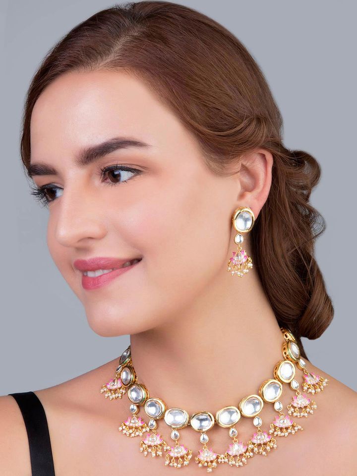 Buy Label Amara Pink Lotus \u0026 Gold Toned 
