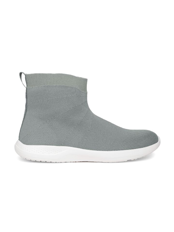 Grey high top best sale slip on sneakers