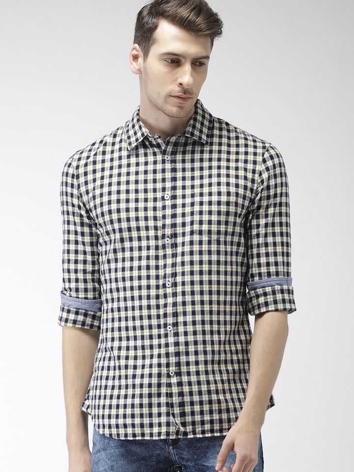 Buy Celio Men Charcoal \u0026 Off White Slim 