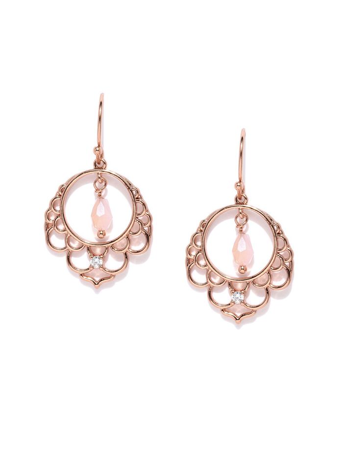 Buy Accessorize Rose Gold Toned Circular Drop Earrings Earrings