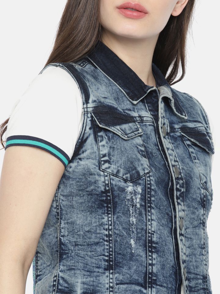 Jealous 21 Women Blue Solid Denim Jacket