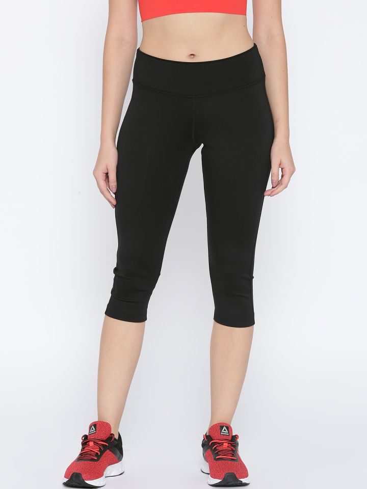 Buy Reebok Women Black Workout PP 3/4th Training Tights - Tights