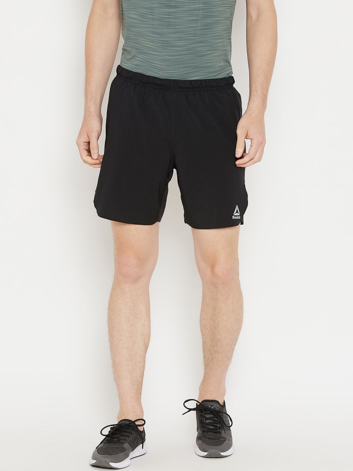 Buy Reebok Men Black Solid Running 7 Inch Split Shorts Shorts