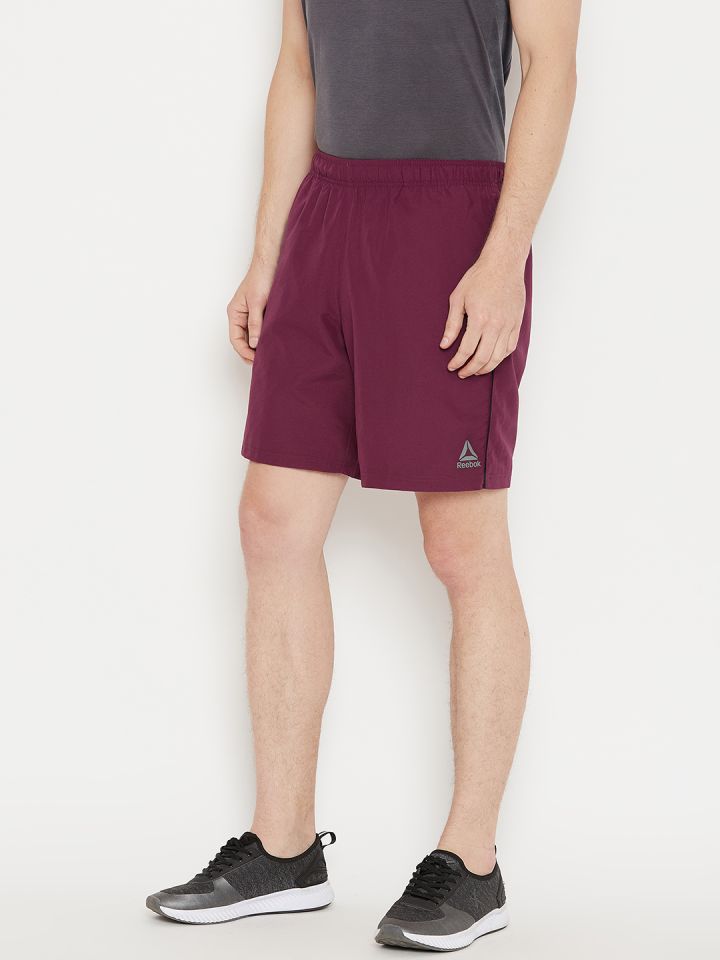 Buy Reebok Men Burgundy Solid CORE WOVEN Training Sports Shorts