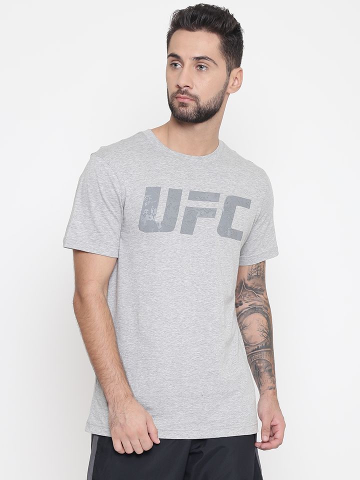 Buy Reebok Men Grey Melange UFC FG Logo Print Mixed Martial