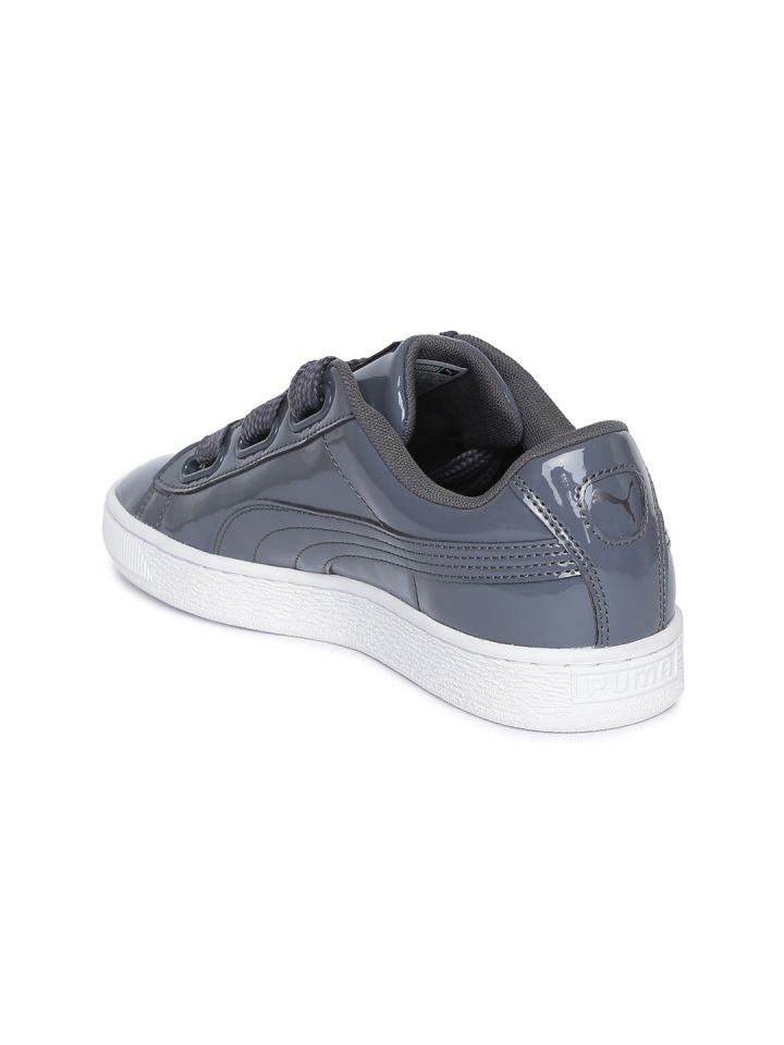 Puma basket heart patent hot sale grey