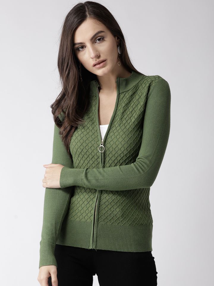 Army green cardigan womens cheap