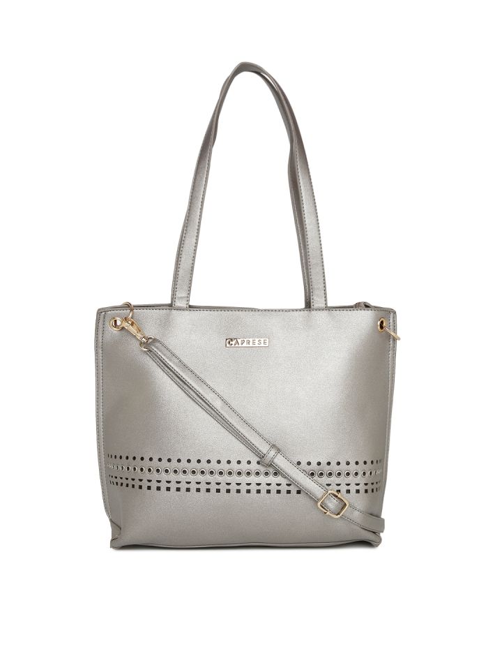 Buy Caprese Silver Toned Solid Shoulder Bag Handbags for Women