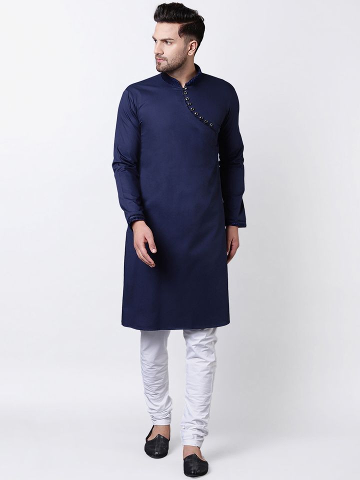 Buy I Know Men Navy Blue Solid Straight Kurta Kurtas for Men