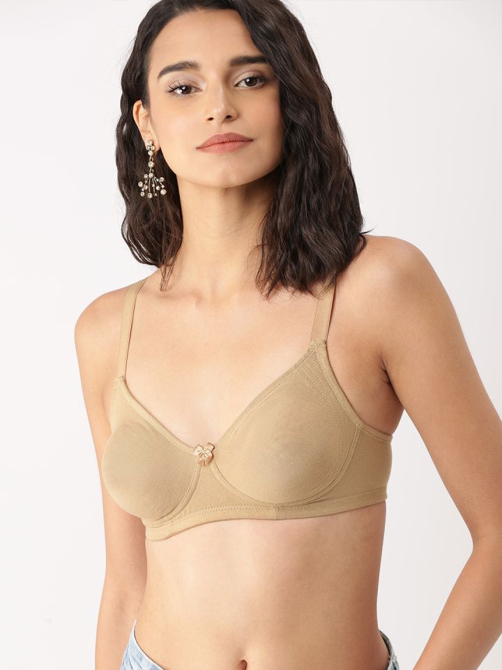 Buy DressBerry Beige Solid Non Wired Non Padded Everyday Bra