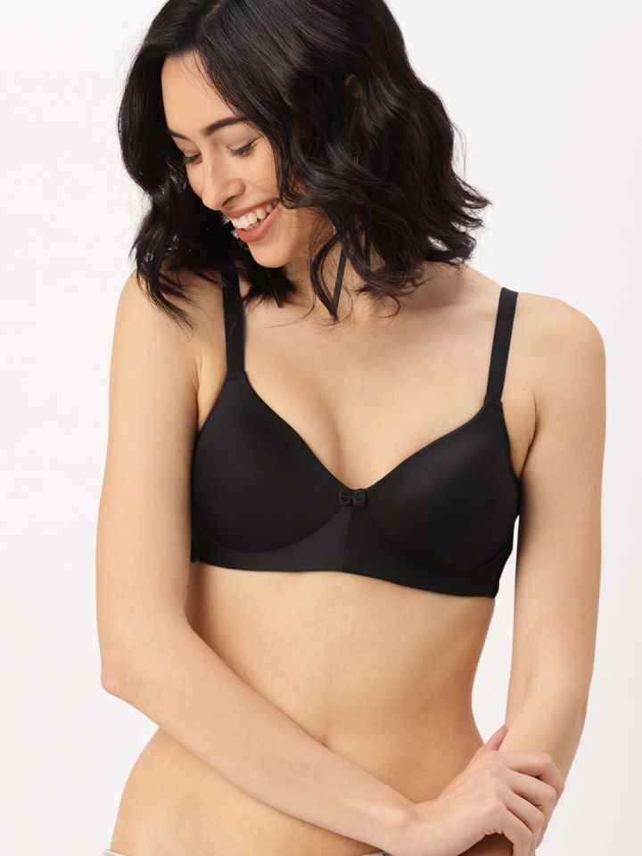 DressBerry Black Solid Non-Wired Lightly Padded T-shirt Bra DB-AMT