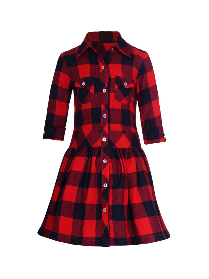 girls checked shirt dress