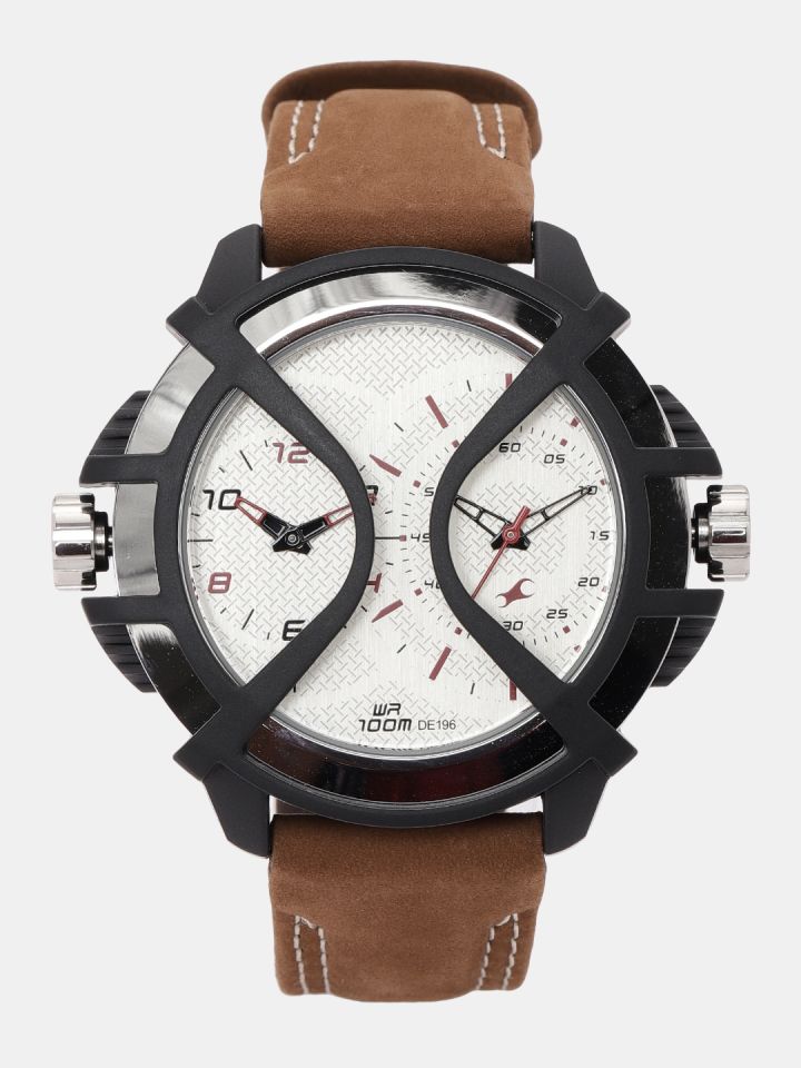 Buy Fastrack Men Silver Toned Dual Dial Analogue Watch
