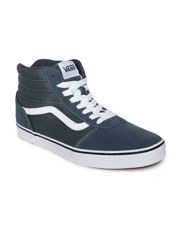 Buy Vans Men Blue Solid Suede Mid Top Sneakers Casual Shoes
