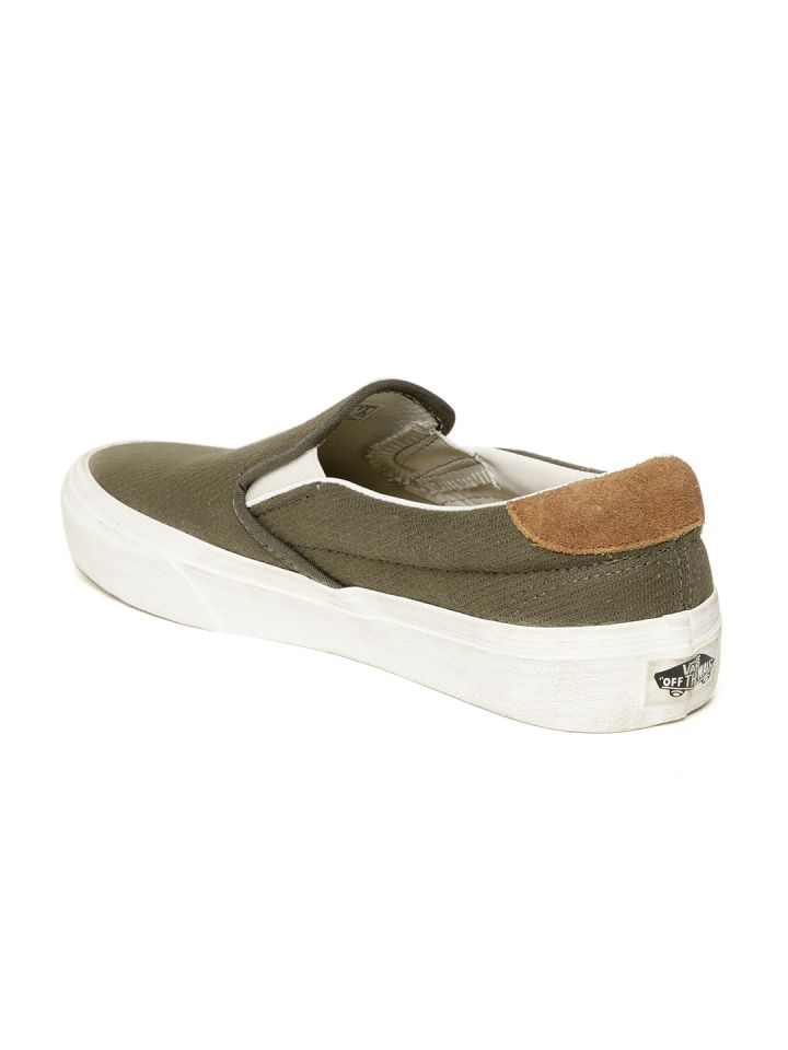 Buy Vans Unisex Olive Green Slip On Sneakers Casual Shoes for