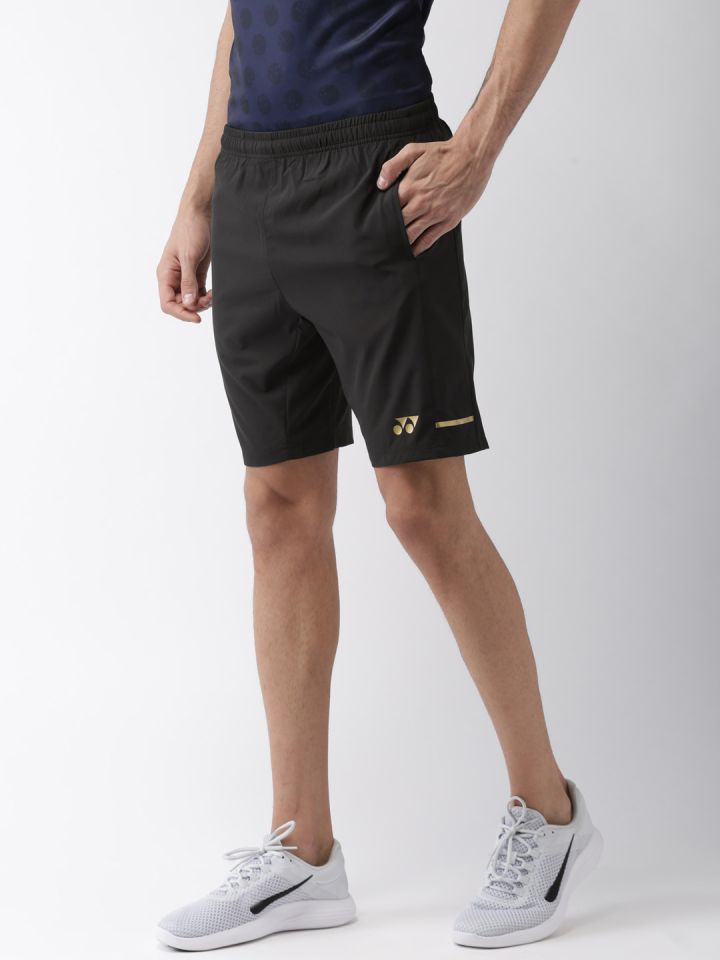 YONEX Men Black Solid Regular Fit Sports Shorts