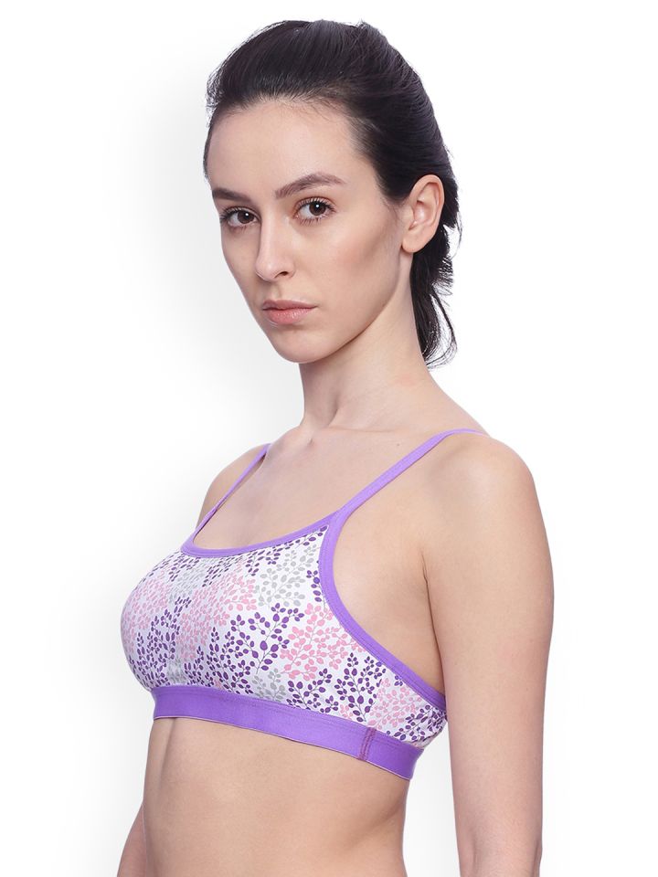 Buy BRAG Purple Printed Non Wired Lightly Padded Camisole Bra