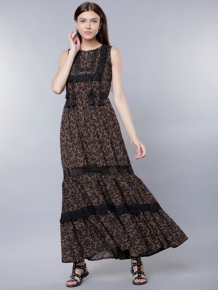 Buy Tokyo Talkies Women Black Printed Maxi Dress Myntra