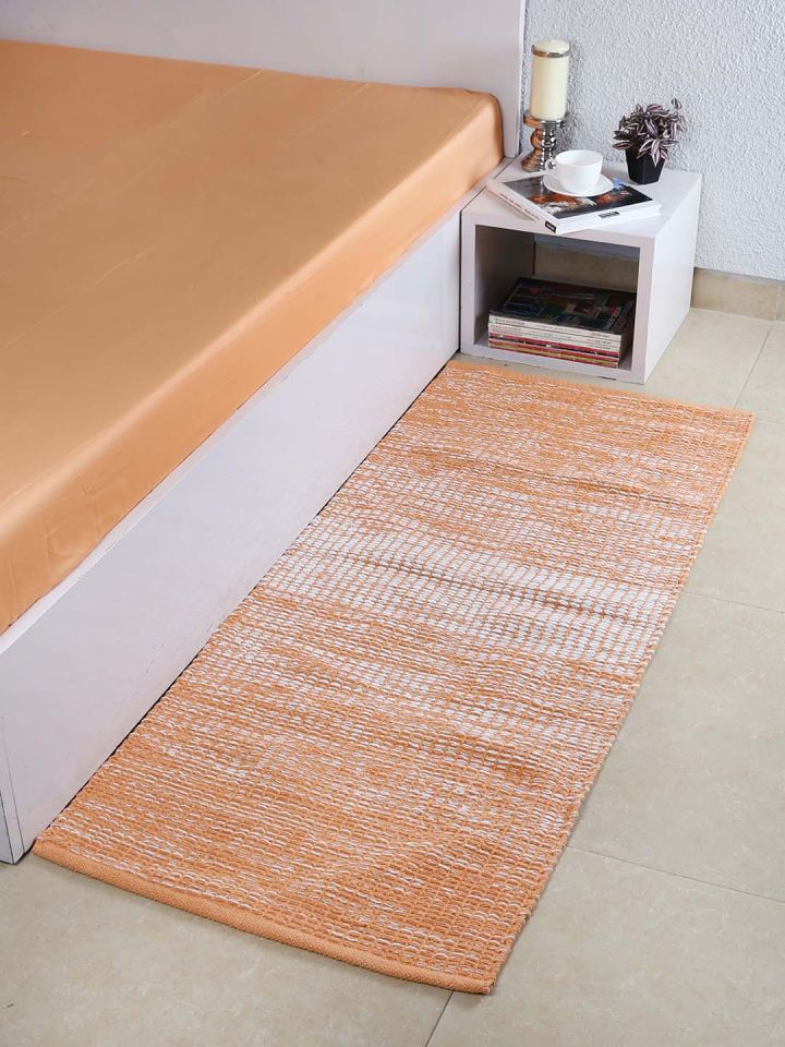 Buy House This Orange White Printed Mat Floor Mats Dhurries