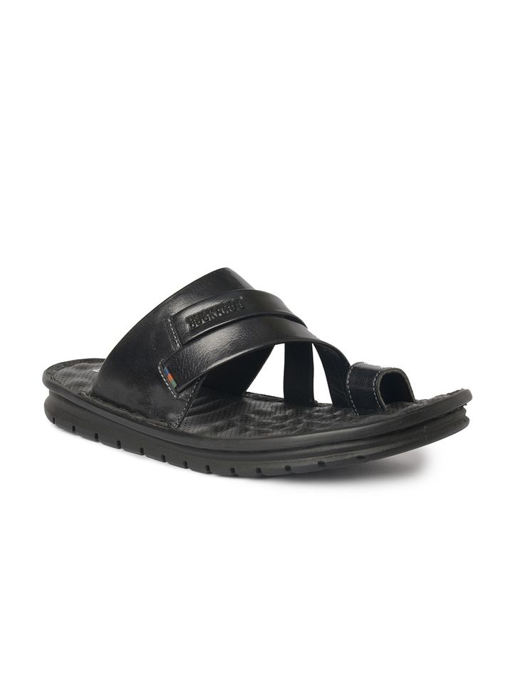 shences black leather slippers