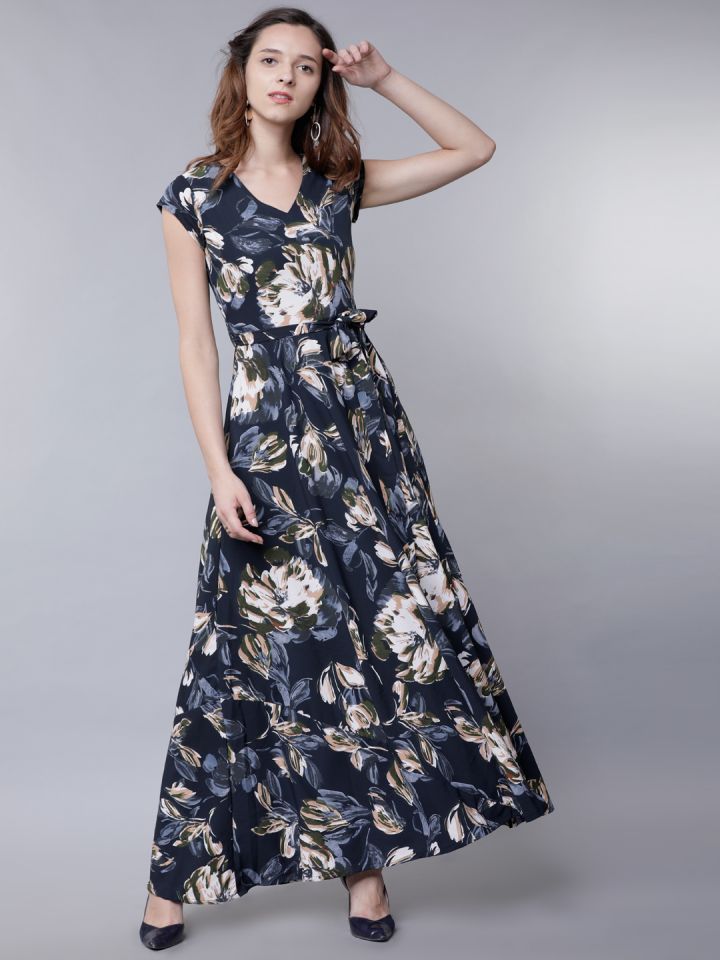 tokyo talkies women's maxi dark blue dress