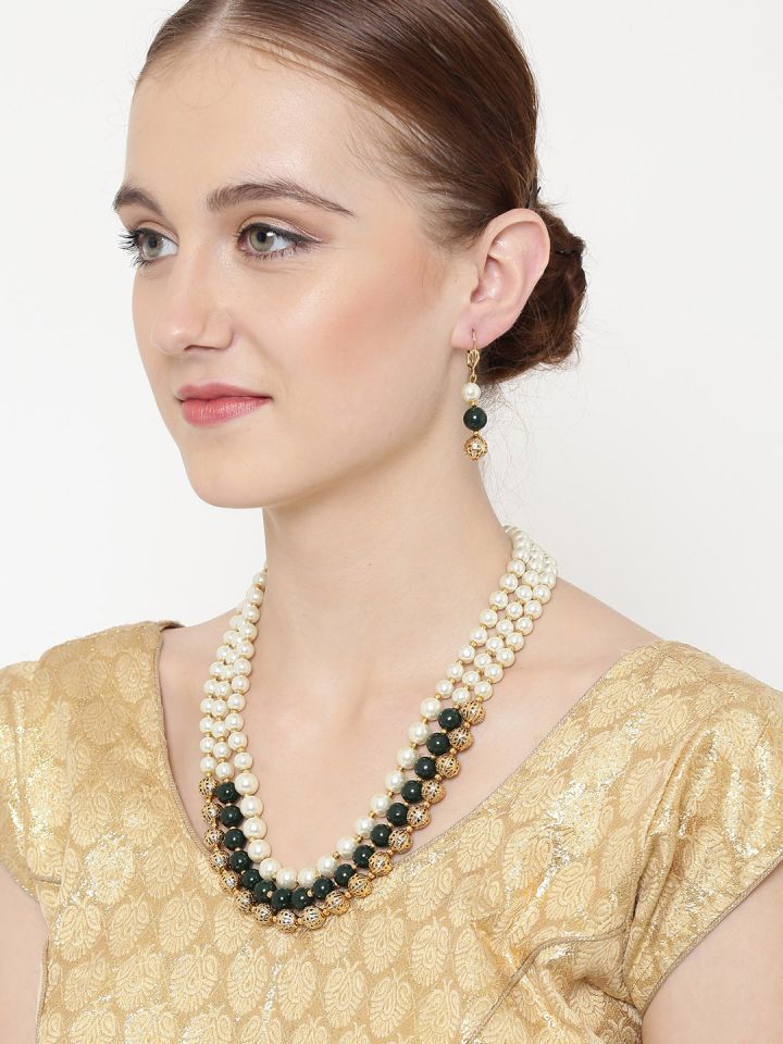 Buy PANASH Gold Plated Handcrafted Pearl Jewellery Set Jewellery