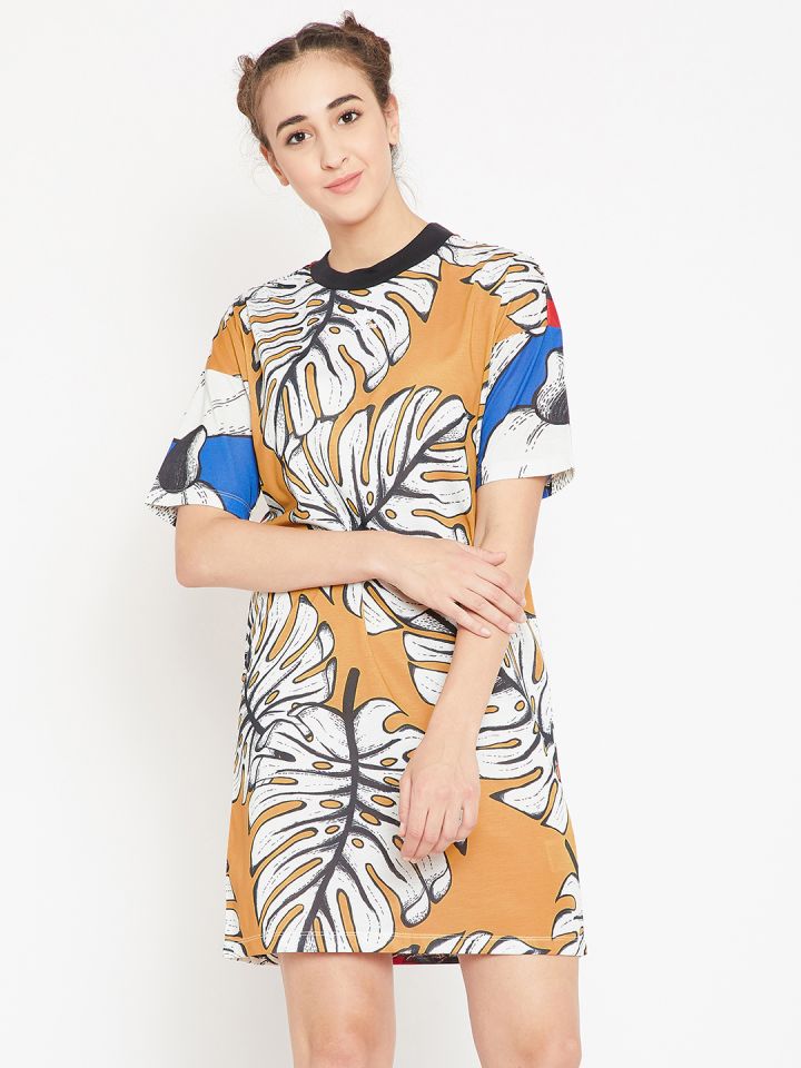Adidas originals t shirt store dress in floral print