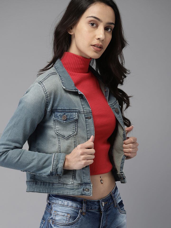Buy Moda Rapido Women Blue Solid Denim 