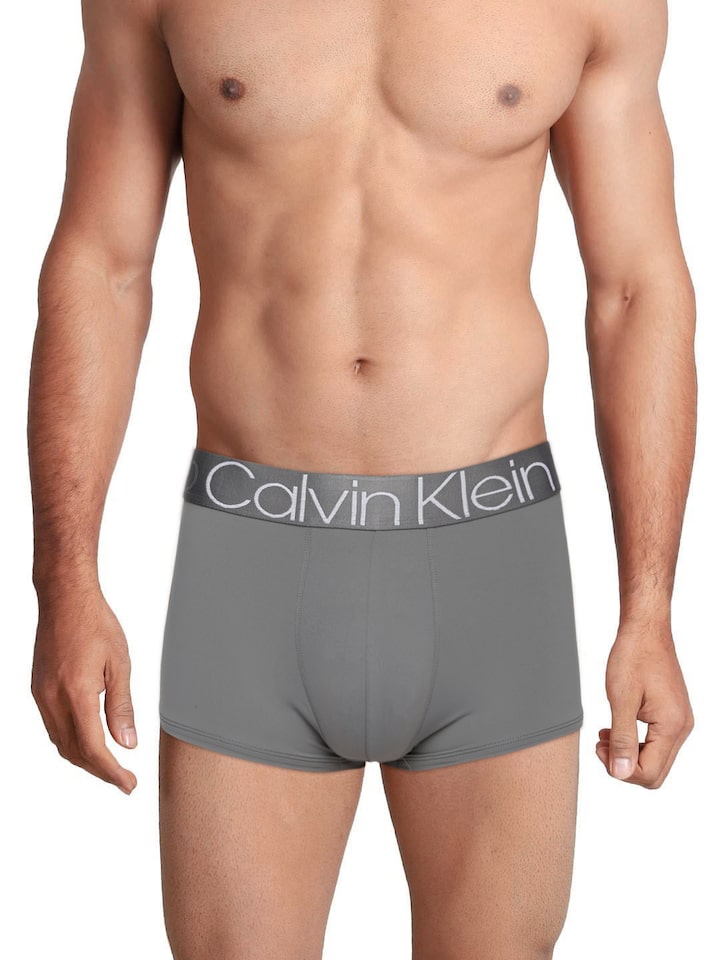 Buy Calvin Klein Underwear Men Grey Solid Microfiber Trunks