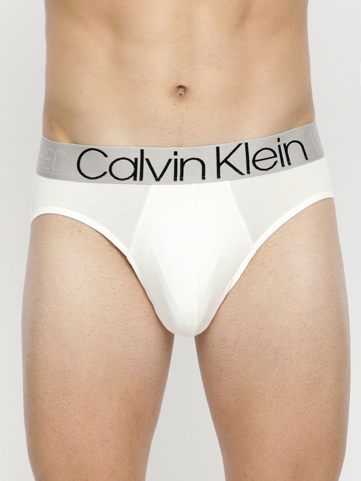 Buy CALVIN KLEIN White Mens Solid Briefs