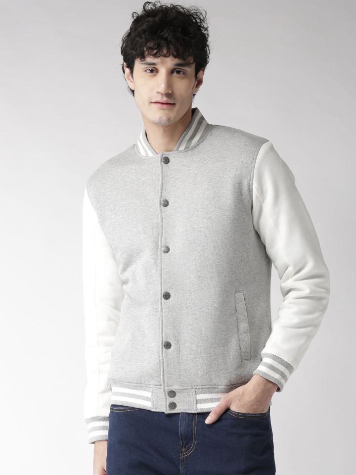 Buy Aeropostale Men Grey Melange Solid Varsity Jacket Jackets