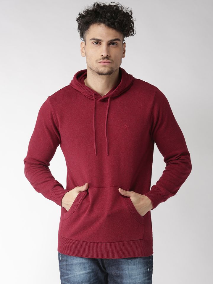 Buy Aeropostale Men Maroon Solid Hooded Sweatshirt Sweatshirts