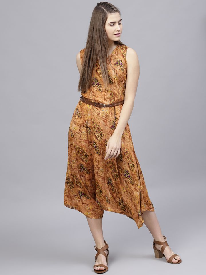 Orange culotte jumpsuit top