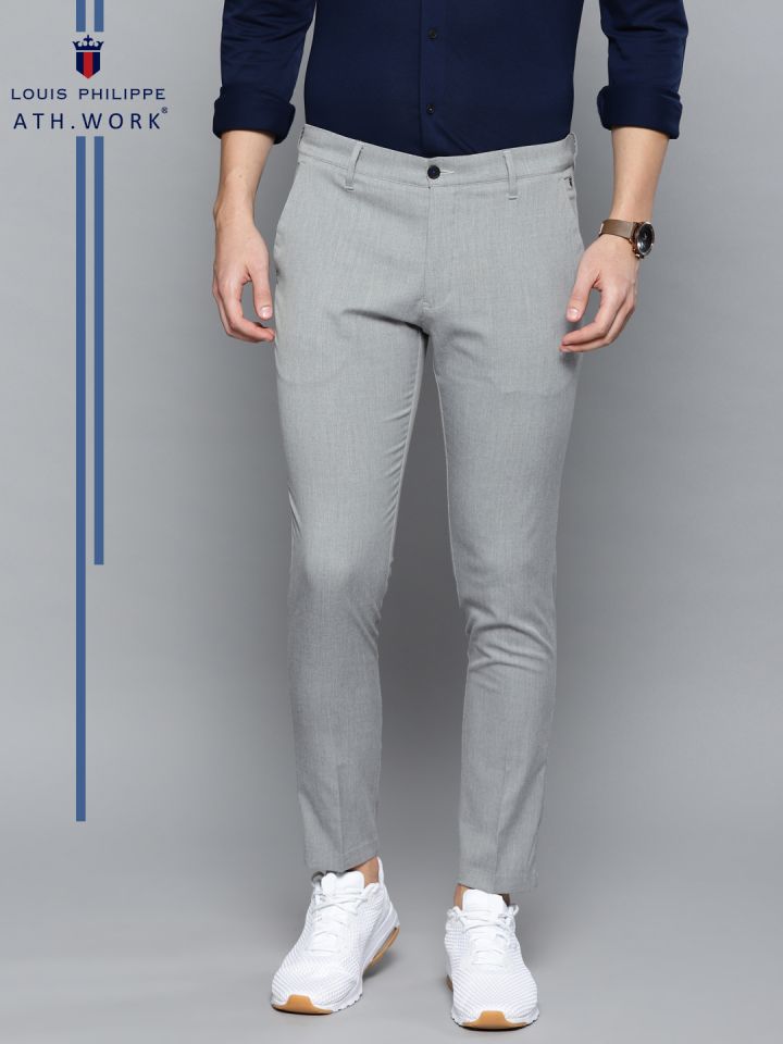 Buy Louis Philippe AthWork Men Navy Blue Comfy Tapered Fit Striped Formal  Trousers  Trousers for Men 8664789  Myntra